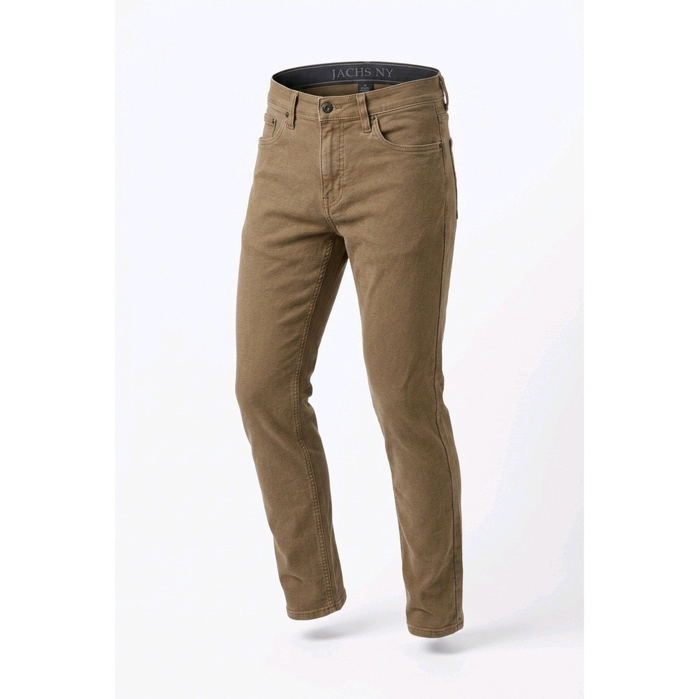 Jachs NY Mens Stretch Twill Slim Straight Pants Tan Brown 30x32